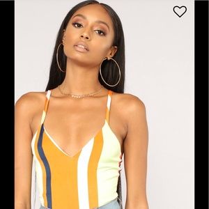 Fashion Nova Striped Bodysuit—Never worn, with tag